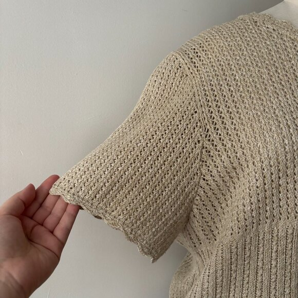 SALE Vintage Beige Cottage Crochet Cardigan - Picture 3 of 6